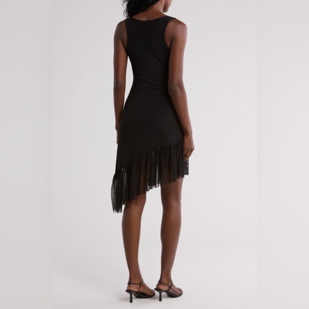 Velvet‎ Torch Black Asymmetrical Mesh Maxi Dress - Picture 2 of 7